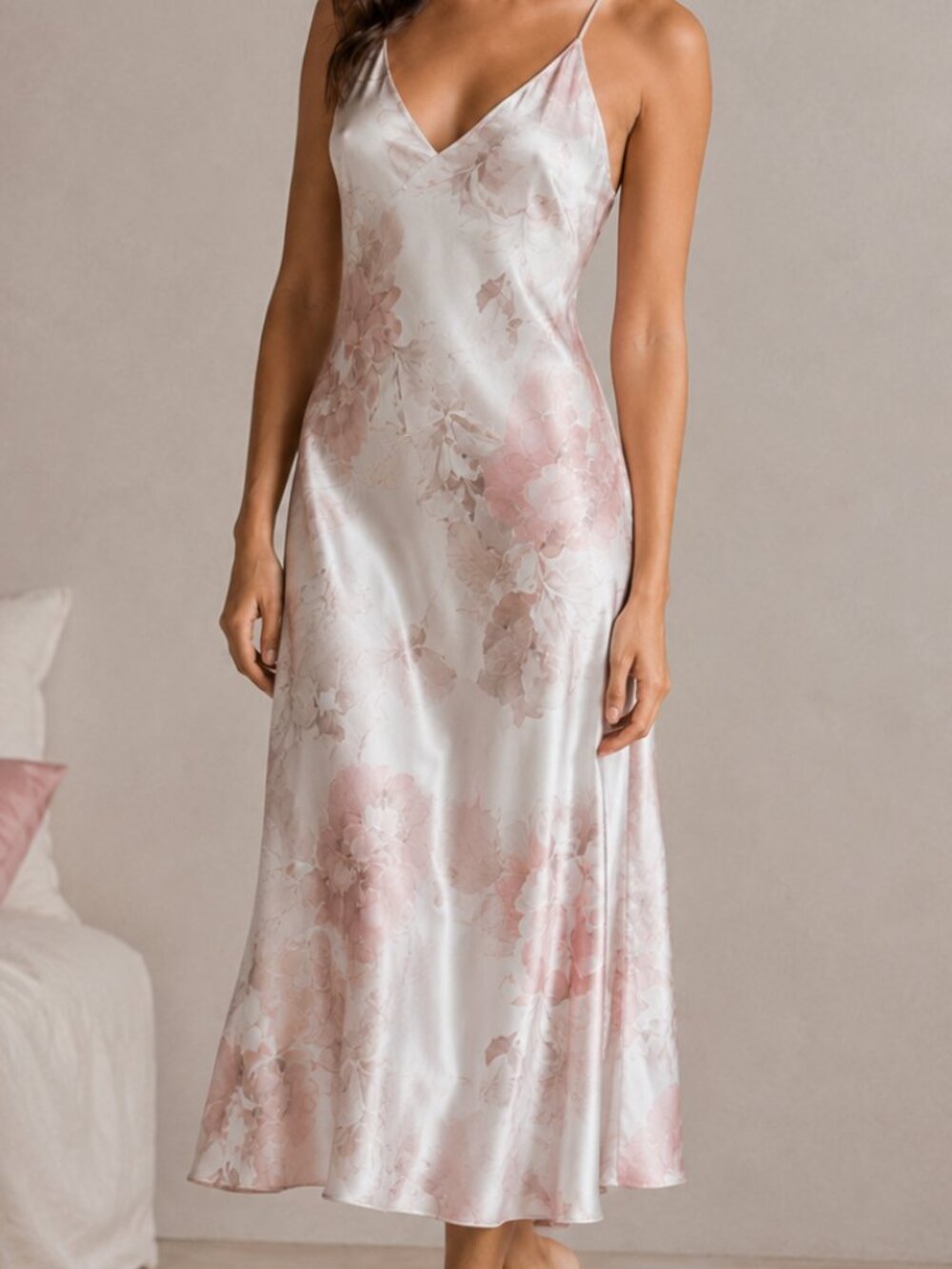 Victoria's Secret Floral Satin Slip Dress Nightgown medium
